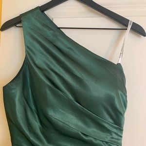 One Shoulder Satin Gown with side slit